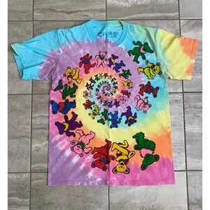 1995 Liquid Blue Grateful Dead spiral bear tye dye shirt